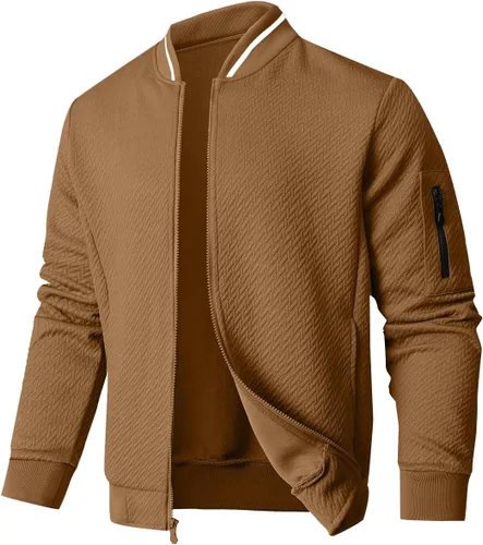 Miniatura 13 de SAVKOOV Chaqueta ligera de ajuste holgado para hombre, chaqueta bomber casual y elegante
