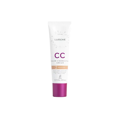 Lumene Color Correcting CC Cream – Base ligera – Cobertura media – Maquillaje facial reductor de enrojecimiento para una tez radiante – Fórmula