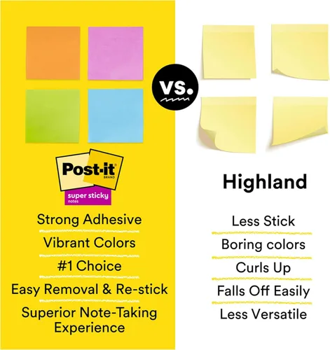 Miniatura 9 de Post-it Notas súper adhesivas, 12 blocs de notas adhesivas, 3 x 5 pulgadas, suministros escolares, productos de oficina, notas adhesivas