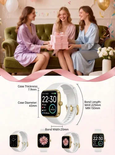 Miniatura 8 de SKG Reloj inteligente, rastreador de actividad física con 5 ATM, impermeable, monitor de salud para frecuencia cardíaca, oxígeno en sangre, sueño