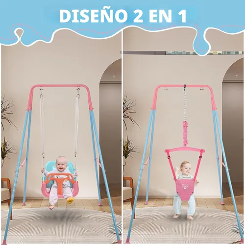 Miniatura 6 de Taleco Gear 2 en 1 columpio y saltarín para niños pequeños, juego de columpios para interior/exterior, saltarines y rebotadores para bebés, fácil