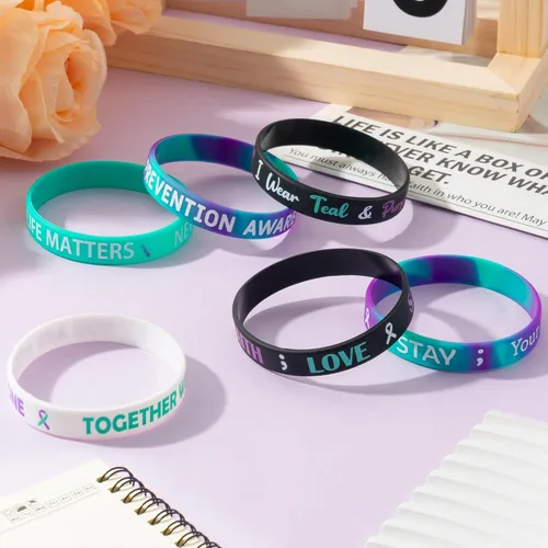 Miniatura 6 de WATINC Juego de pulseras de silicona para concientización sobre el suicidio, piezas de concienciación sobre prevención del suicidio, cintas