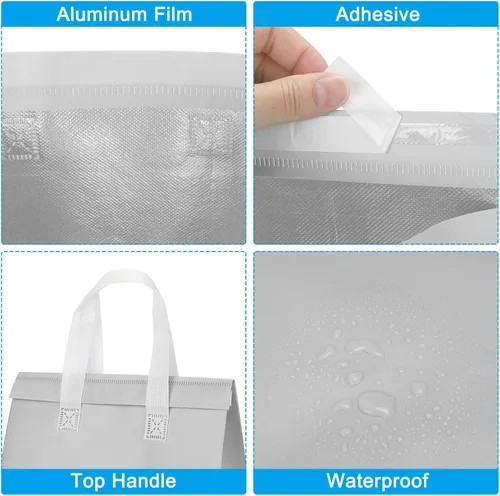 Miniatura 4 de PATIKIL Bolsas aisladas para llevar, 15 bolsas térmicas aislantes de comestibles de 9.4 x 5.9 x 10.2 pulgadas para entrega de alimentos congelados