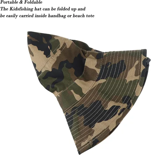 Miniatura 6 de Sombrero de sol para niños, sombrero de camuflaje para niños, sombrero de pesca de safari, gorra Boonie para niños y niñas al aire libre