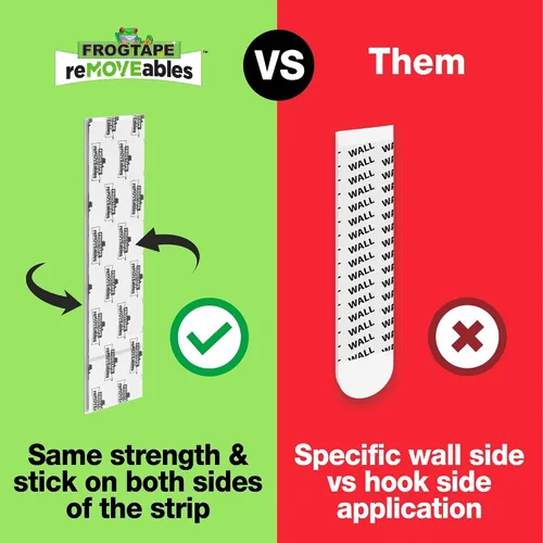 Miniatura 5 de Ganchos adhesivos de pared resistentes FrogTape reMOVEables, sin daños, fáciles de quitar y reutilizar, incluye 2 ganchos y 4 tiras para colgar