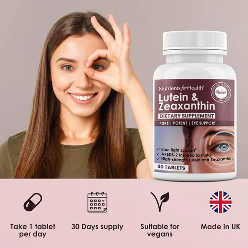 Miniatura 4 de Rawleigh Luteína y zeaxantina: 30 tabletas pequeñas veganas con 12 mg de luteína y 4 mg de zeaxantina (carotenoides maculares), inspirado