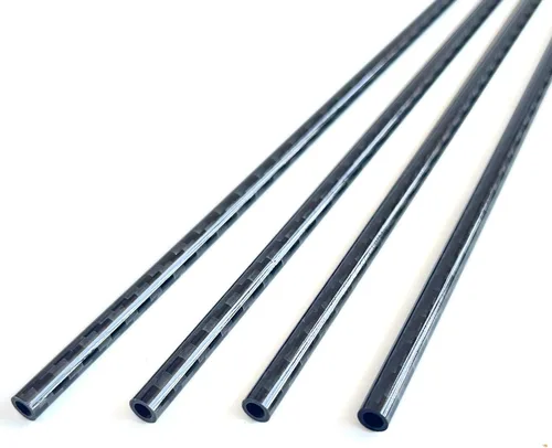 Miniatura 24 de 2 piezas Tubo de Fibra de Carbono 6 mm x 4 mm x 420 mm, 6 ~ 50 mm Disponible, 3 K rollo Envuelto Twill Mate Acabado.