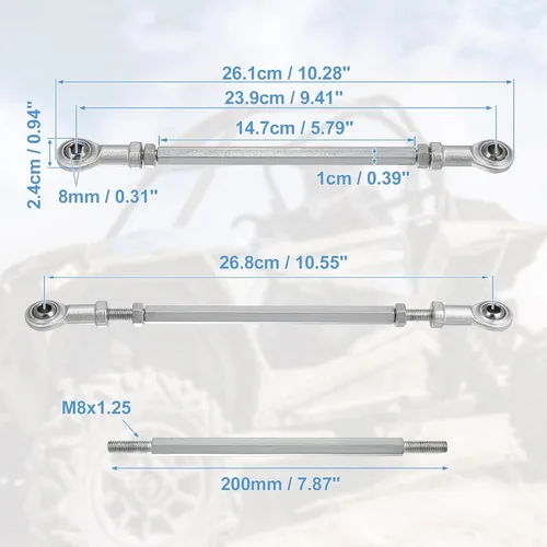 Miniatura 3 de Motoforti 2 unids 7.874 in longitud 0.315 in agujero diámetro ajustable dirección dirección varilla rótula articulación para 49cc ATV eléctrico Go