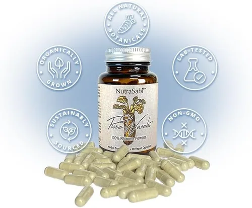 Miniatura 3 de PureSabi - Polvo de rizoma de wasabi de grado nutracéutico en cápsulas veganas - de plantas de Wasabia Japonica cultivadas orgánicamente