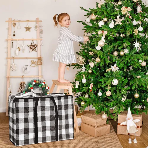 Miniatura 6 de 2 bolsas de almacenamiento de adornos de Navidad, bolsas de almacenamiento para árbol de Navidad, bolsa de adornos de 27 x 20 pulgadas con Negro