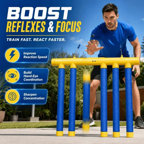 Miniatura 4 de Reflex Drop Sticks Juego de herramientas de entrenamiento de reacción con 3 niveles de velocidad, palos de captura de caídas para coordinación