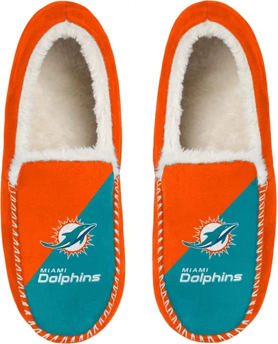 Miniatura 14 de FOCO NFL - Pantuflas tipo mocasín unisex para adultos, con licencia oficial, con logotipo primario, con forro de sherpa