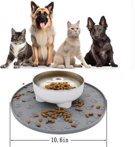 Miniatura 2 de Tapete de silicona para alimentos y agua, tapete de goma con borde elevado para cuencos de perro, evita que los alimentos y el agua manchen