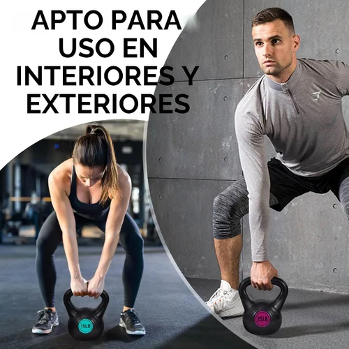 Miniatura 7 de BalanceFrom Juego de pesas rusas de vinilo, opciones de 30/45/50/75 libras, pesas de entrenamiento de fuerza rellenas de cemento con agarre