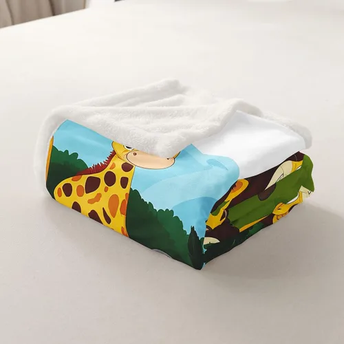 Miniatura 5 de Feelyou Manta Sherpa para niños, manta de forro polar con estampado de jirafa, león, elefante, jirafa, para niños y niñas, adorable manta de felpa
