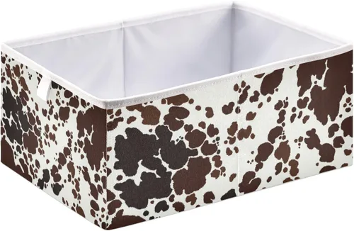 Miniatura 2 de Kigai Cubo de almacenamiento con estampado de vaca, cesta de almacenamiento plegable grande para juguetes, organizador de ropa, para estantes