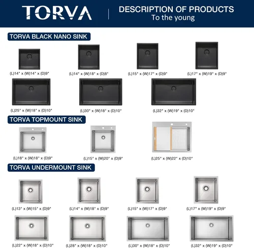 Miniatura 7 de TORVA Fregadero de Montaje Bajo para Cocina de 17 x 19 Pulgadas, Fregadero de Barra de Acero Inoxidable 304 Premium - 9 Pulgadas de Profundidad