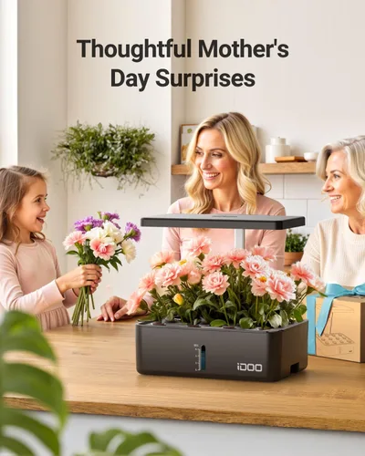 Miniatura 6 de Kit de sistema de cultivo hidropónico iDOO 12 vainas, sistema de jardín de hierbas interior, con luz de crecimiento LED, ventilador integrado