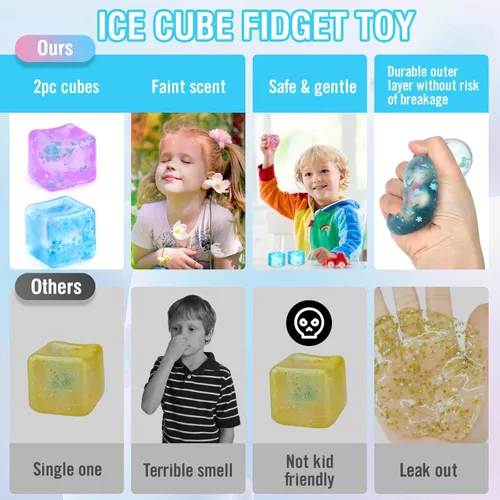 Miniatura 4 de Gretex juguete de ansiedad para todas las edades: paquete de 2 unidades de bola de estrés de hielo blanda sensorial, juguete esponjoso de compresión