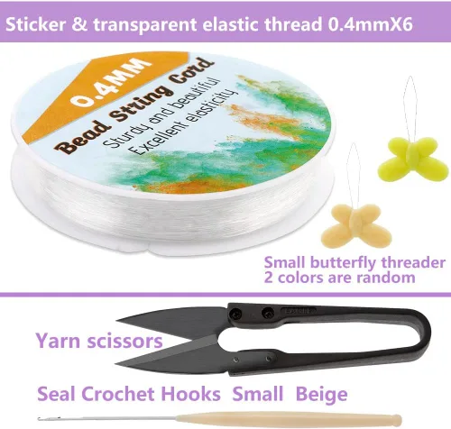 Miniatura 2 de Hilo elástico redondo de 0.016 in, cuerda elástica para pulsera de 295 pies, cuerda elástica transparente para hacer pulsera, reloj, llavero