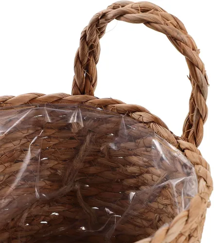 Miniatura 6 de Zerodeko Cesta de hierba marina, cesta de paja, cesta tejida, maceta de mimbre con forro de plástico para plantas de interior, lavandería, 6.3 in