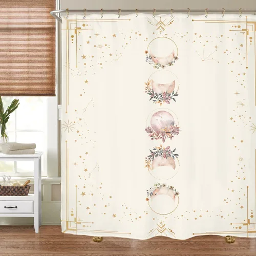 Miniatura 7 de Miyotaa - Juego de cortinas de ducha con fase lunar celestial, diseño de luna iluminada, gótico, zodiacal, astrología, tarot, bruja, de poliéster