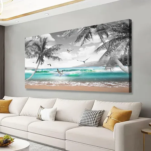 Miniatura 17 de Cuadros en Lienzo de Puesta de Sol en la Playa Arte de Pared para Sala de Estar Dormitorio Decoración de Pared, Impresiones de Arte de Pared