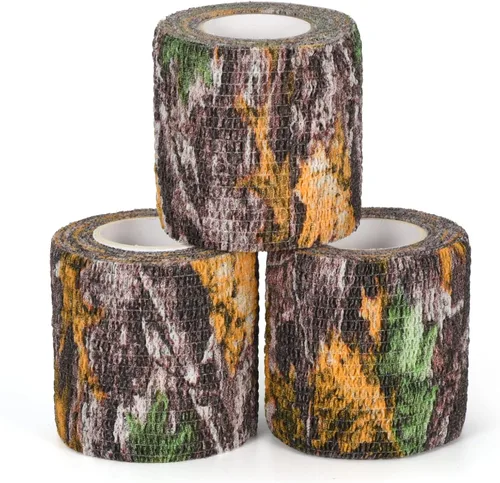 Miniatura 12 de Cinta envolvente autoadhesiva de camuflaje para protección de 5 cm x 4,5 m. Cinta de camuflaje discreta de tela no tejida. Vendaje elástico