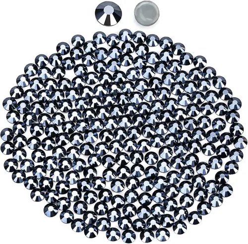 Miniatura 26 de Cristales negros redondos Hotfix de vidrio plano (SS12/3.2MM/1440pcs)