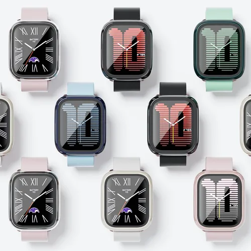 Miniatura 3 de Rc-Z Paquete de 2 fundas protectoras de pantalla para reloj inteligente Amazfit Active, parachoques duro de policarbonato integrado, película
