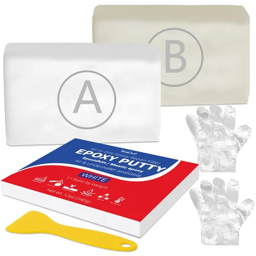 Masilla epoxi blanca de 12 oz/340 g, arcilla AB de reparación rápida de 2 partes, relleno impermeable de alta resistencia para metal, madera, Blanco