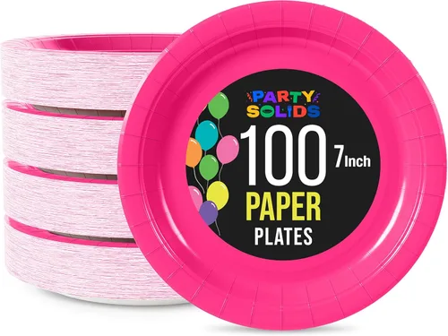 Miniatura 28 de Exquisite Party Solids - Platos desechables de papel amarillo de 7 pulgadas, para fiestas, 100 unidades, resistentes, 350 GSM, suministros