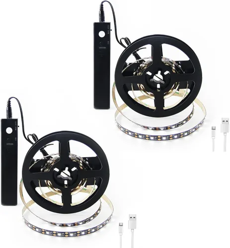 Miniatura 9 de VST Tira de luces LED de 2 metros, luz de cinta LED con sensor de movimiento y operada a batería para armario, escaleras, dormitorio