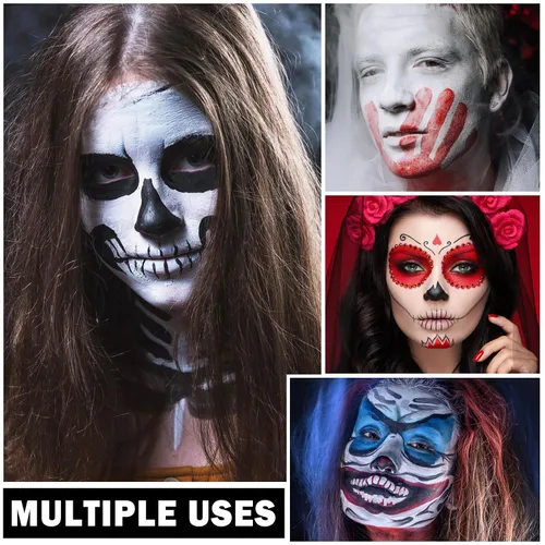 Miniatura 5 de Blue Face Body Paint Pro Pintura facial a base de agua, lavable para adultos y niños, Halloween, SFX, cosplay, payaso, zombi, vampiro, esqueleto