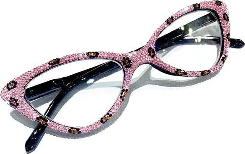 willochra Elegantes gafas de lectura con diamantes de imitación de ojo de gato para mujer, diseño de diamantes de moda, gafas de luz azul