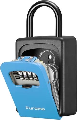 Puroma Caja de Seguridad, Caja de Seguridad Grande con Llave, Código de Combinación Reiniciable, Caja de Seguridad Portátil para Montaje en Pared,