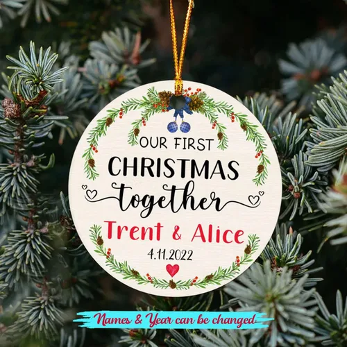 Miniatura 2 de Adorno de decoración de pareja juntos Navidad 2025, Adorno personalizado de nuestra primera Navidad juntos, regalo para citas, aniversario, pareja