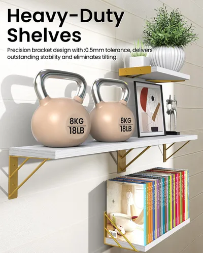 Miniatura 4 de BAYKA Estantes de pared para decoración de dormitorio, estante de pared flotante para almacenamiento en sala de estar y cocina, estantes de madera