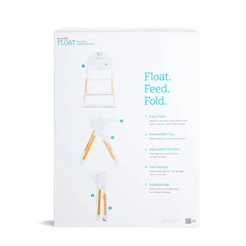 Miniatura 10 de Munchkin Float - Silla alta para bebés y niños pequeños, plegable para un fácil almacenamiento, color blanco con patas de madera