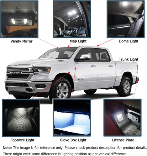 Miniatura 3 de 12 piezas de luces LED interiores de repuesto para Ram 2009 2010 2011 2012 2013 2014 2015 2016 2017 2018 Dodge Ram 1500 2500 3500, paquete