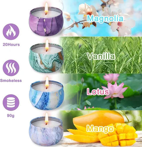 Miniatura 3 de Set de regalo de bombas de baño, 5 bombas de spa grandes con 4 velas perfumadas para mujeres, baño de burbujas hidratante con aceites esenciales