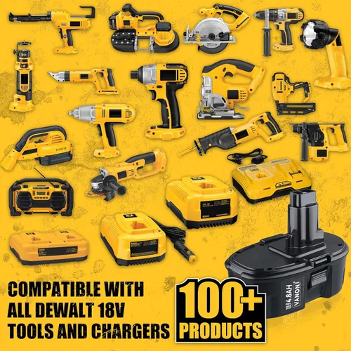 Miniatura 5 de VANON 4.8Ah Ni-Mh Baterías de repuesto para Dewalt 18v batería XRP DC9096 DC9098 DC9099 DW9098 DW9099 DW9095 DW9096 DE9039 DC9181 Compatible