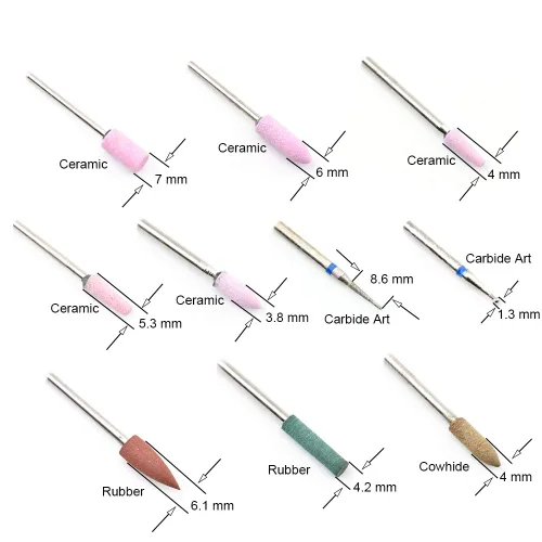 Miniatura 8 de Brocas de uñas de cerámica, dispositivo eléctrico de repuesto para manicura, pedicura, molino de pulido, cortador de limas de uñas11