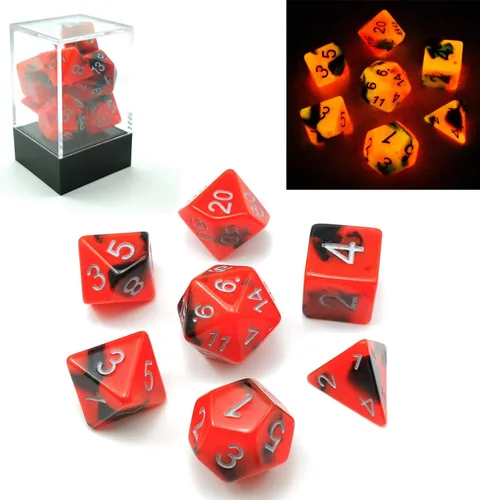 Miniatura 12 de Bescon Juego de dados poliédricos que brillan en la oscuridad de dos tonos Blue Dawn, juego de dados RPG luminosos d4 d6 d8 d10 d12 d20 d% paquete