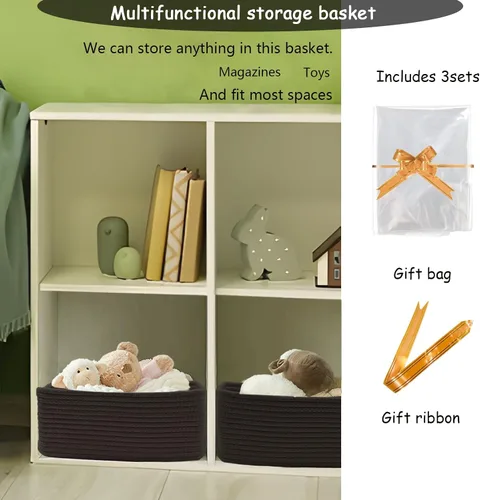 Miniatura 3 de COMFY-HOMI Cestas de almacenamiento de 11.5 x 7.5 x 4.7 pulgadas para organizar, cesta tejida de cuerda de algodón, caja de almacenamiento