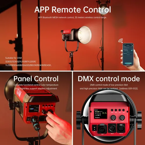 Miniatura 5 de GVM Kit de Iluminación de Video 300W Luces de Estudio Bicolor con Softbox de Montaje Bowens y Soporte CCT 2700K~6800K CRI 97+ Iluminación Continua