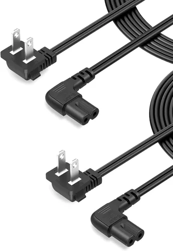 Miniatura 11 de CableCreation Cable de alimentación angular no polarizado de 2 ranuras en ángulo de 18 AWG (IEC320 C7 a Nema 1-15P), 3.0 ft / negro