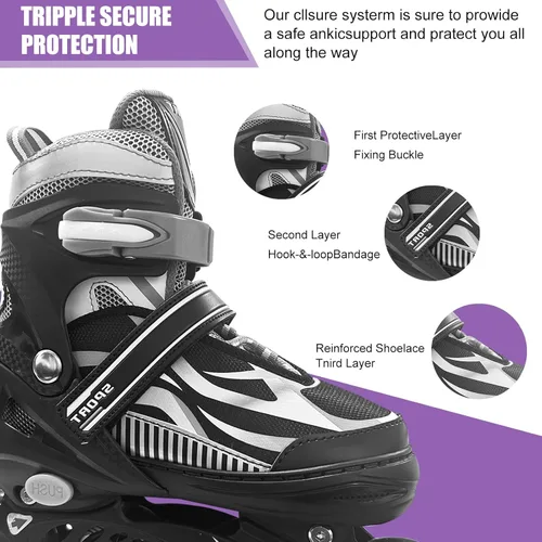 Miniatura 4 de Patines en línea ajustables para niños y niñas de 4 a 16 años, todas las 8 ruedas de los patines en línea se iluminan, patines en línea para niños