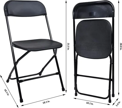 Miniatura 3 de Elevon - Silla plegable de plástico con capacidad de 500 libras, color negro, paquete de 4