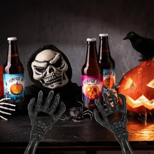 Miniatura 6 de Paquete de 2 abridores de botellas de mano de esqueleto, abridor de botellas de hierro fundido para cerveza, bebidas, refrescos
